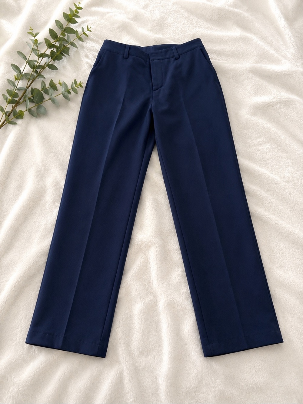Classic Straight-Leg Navy Dress Pants